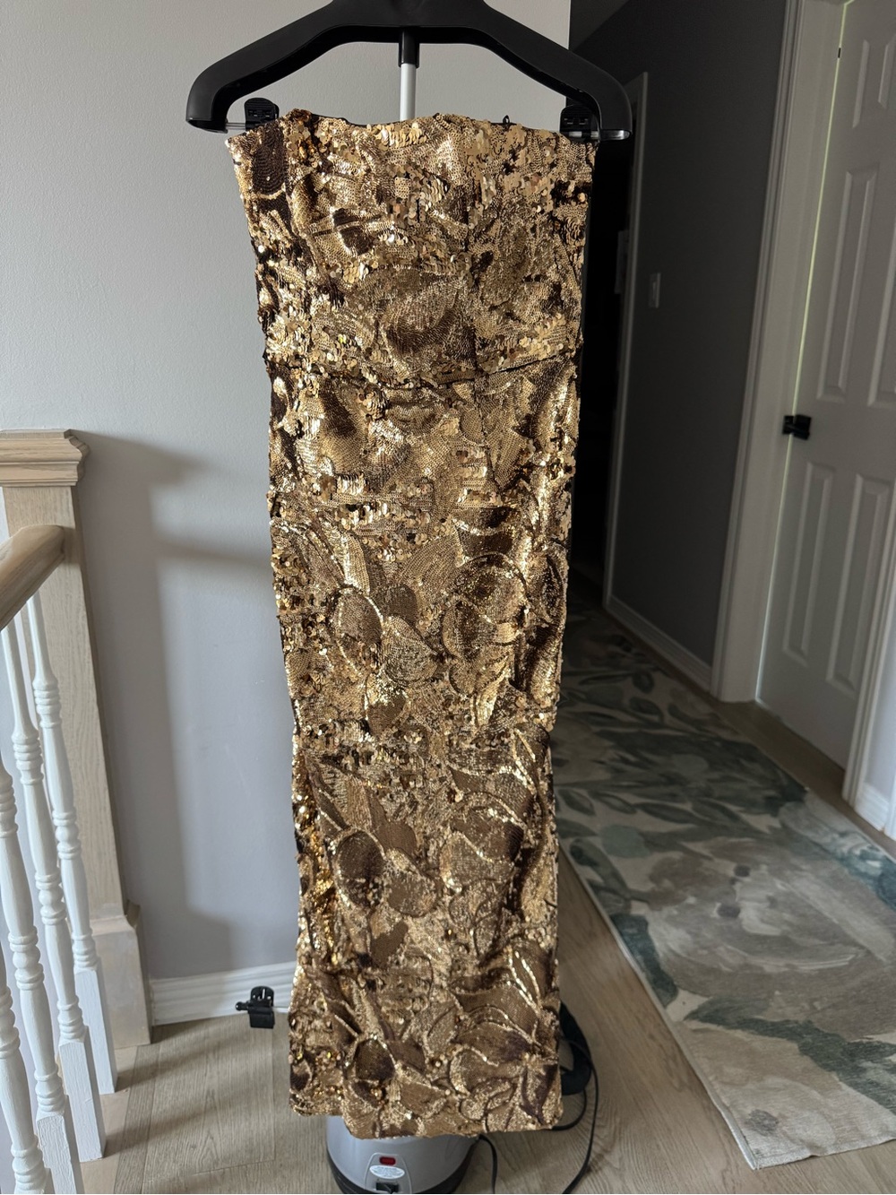 Helsi Gold Sequin Strapless Evening Dress